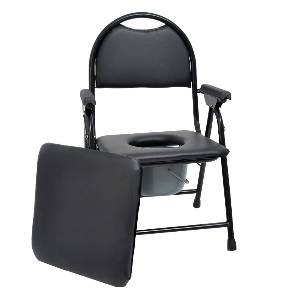 **Lightweight Folding Portable Toilet Chair for Elderly - Bedside Commode with Non-Slip Handles & Removable Bucket - Easy Tool-Free Assembly - Ideal for Home, Hospital & Travel Use**