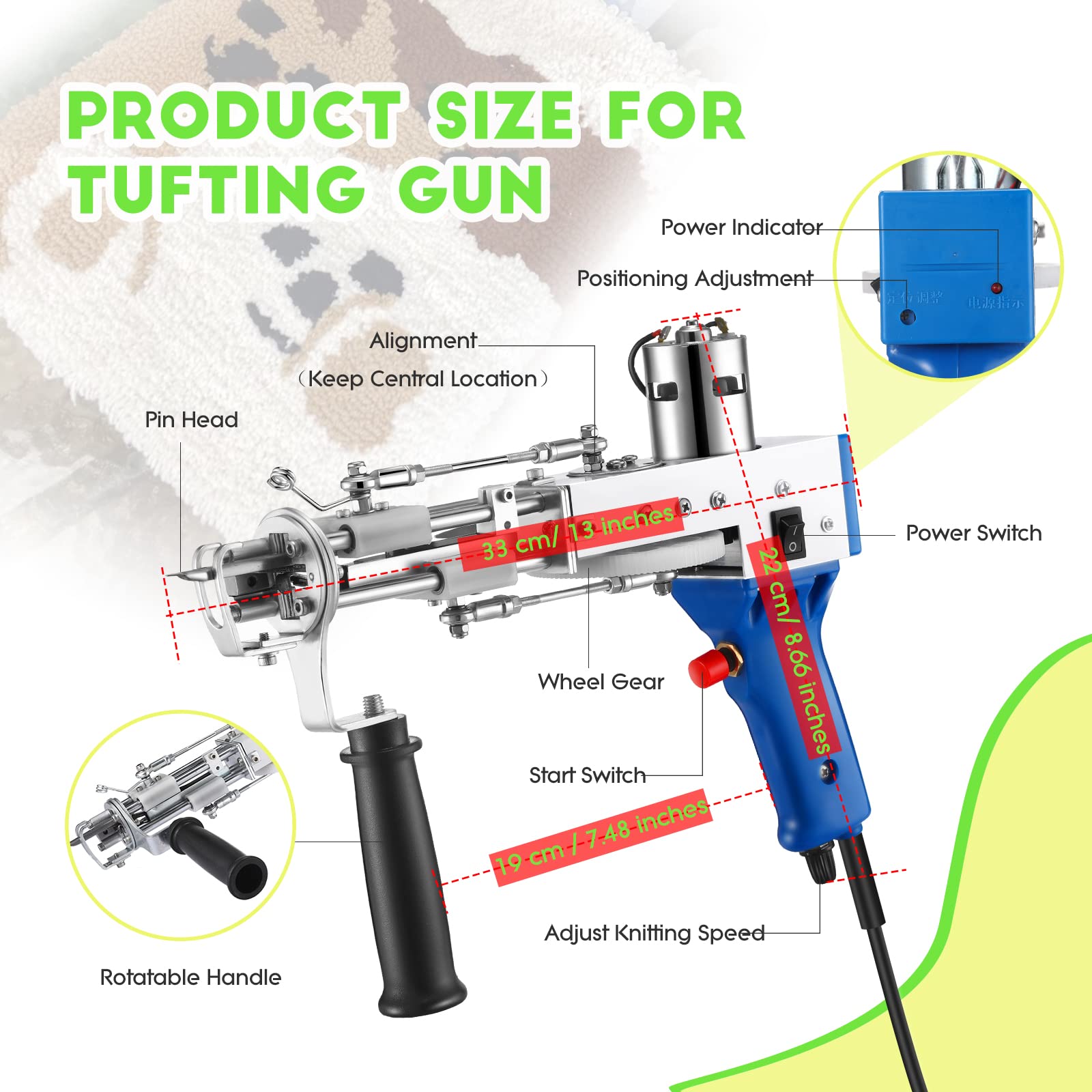 Lanties Rug Tufting Gun Kit with Carpet Trimmer - Complete DIY Carpet Tufting Starter Set with Power Adapter, Tools & Accessories - Perfect for Handmade Rugs, Home Decor & Craft Projects