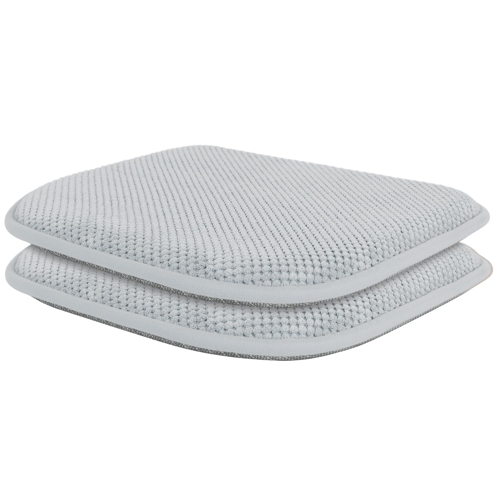 Light Grey Memory Foam Chair Cushions (2 Pack) - D-Shaped Non-Slip Seat Pads 17