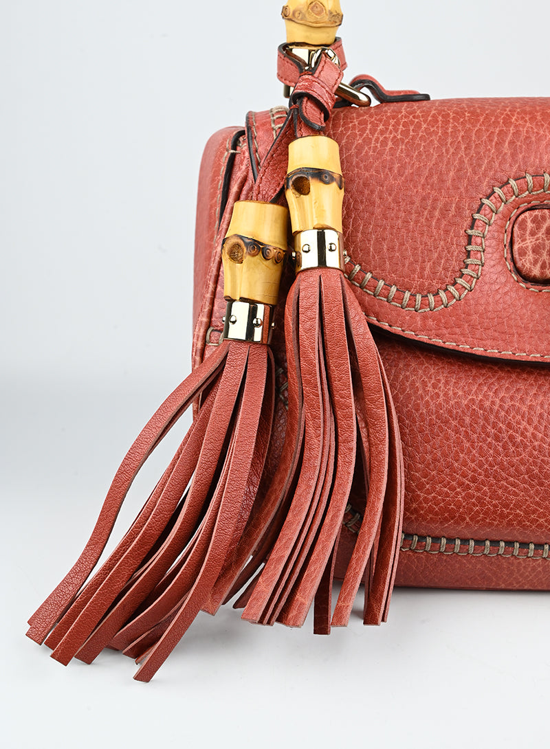 Authentic Gucci Bamboo Leather Handbag in Red - Luxury Women's Tote Bag for Work, Travel & Everyday Elegance
