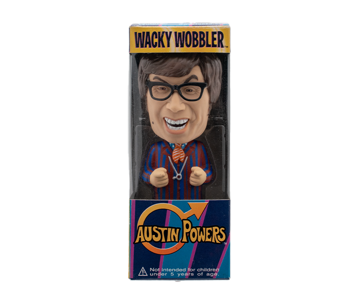 Wacky Wobbler Austin Powers Purple Suit Action Figure - Fun Collectible Bobblehead for Movie Fans & Office Desk Decor