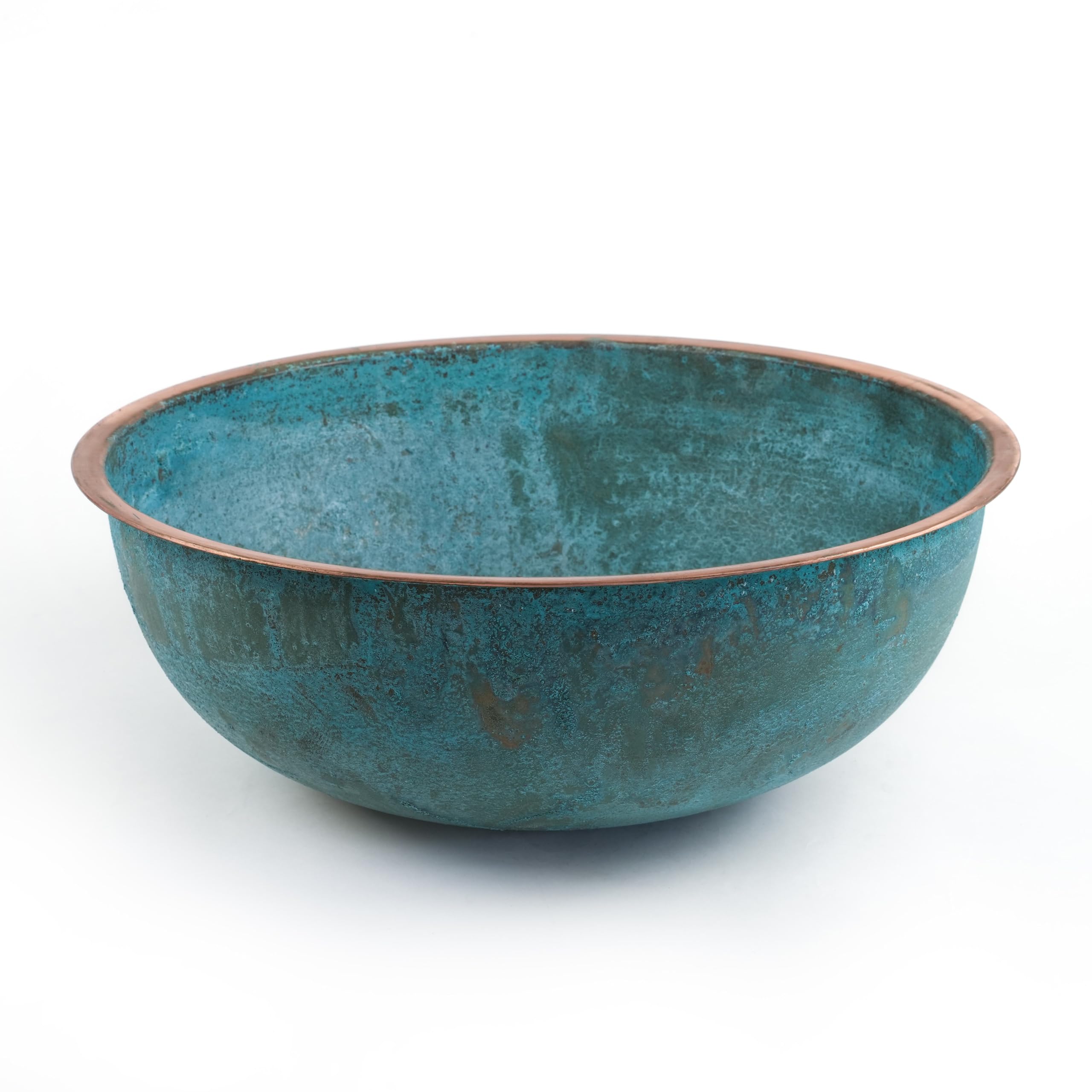 Handcrafted Hammered Copper Pedicure Bowl - 18 Inch Large Foot Soaking Basin for Spa & Home Relaxation | 100% Solid Copper with Green Patina Finish | Portable Pedicure Gift for Women | Perfect for Self-Care, Salons & At-Home Spa Treatments