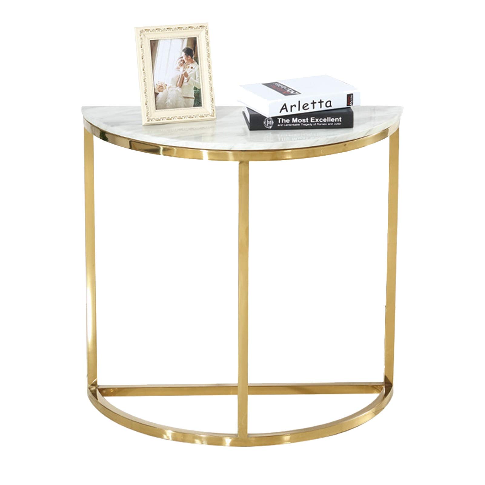 Golden Wrought Iron Marble Console Table - Small Apartment Entryway & Living Room Decor