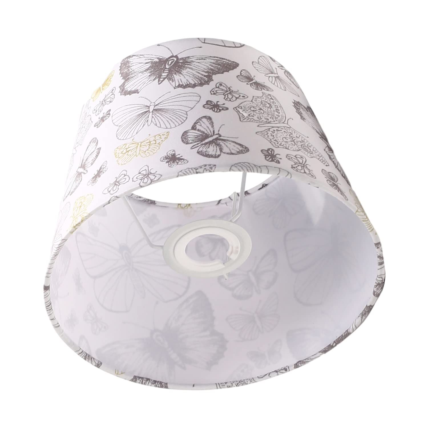 1PC Natural Linen Barrel Lamp Shade - Handcrafted Printed Butterfly Design (165mm Top, 220mm Bottom, 160mm Height) for Table & Floor Lamps - Easy Assembly - Perfect for Living Room, Bedroom & Office Decor