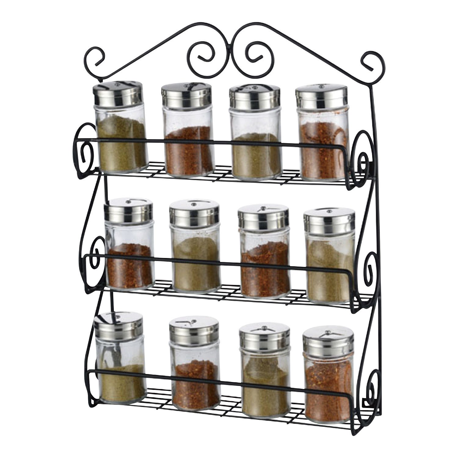 Taylor & Brown 3-Tier Wall Mounted Spice Rack Organizer - Space Saving Door & Kitchen Cabinet Storage Shelf Holds 21 Jars & Bottles - Universal Fit for Most Brands - Perfect for Small Kitchens, Pantries & Apartment Organization