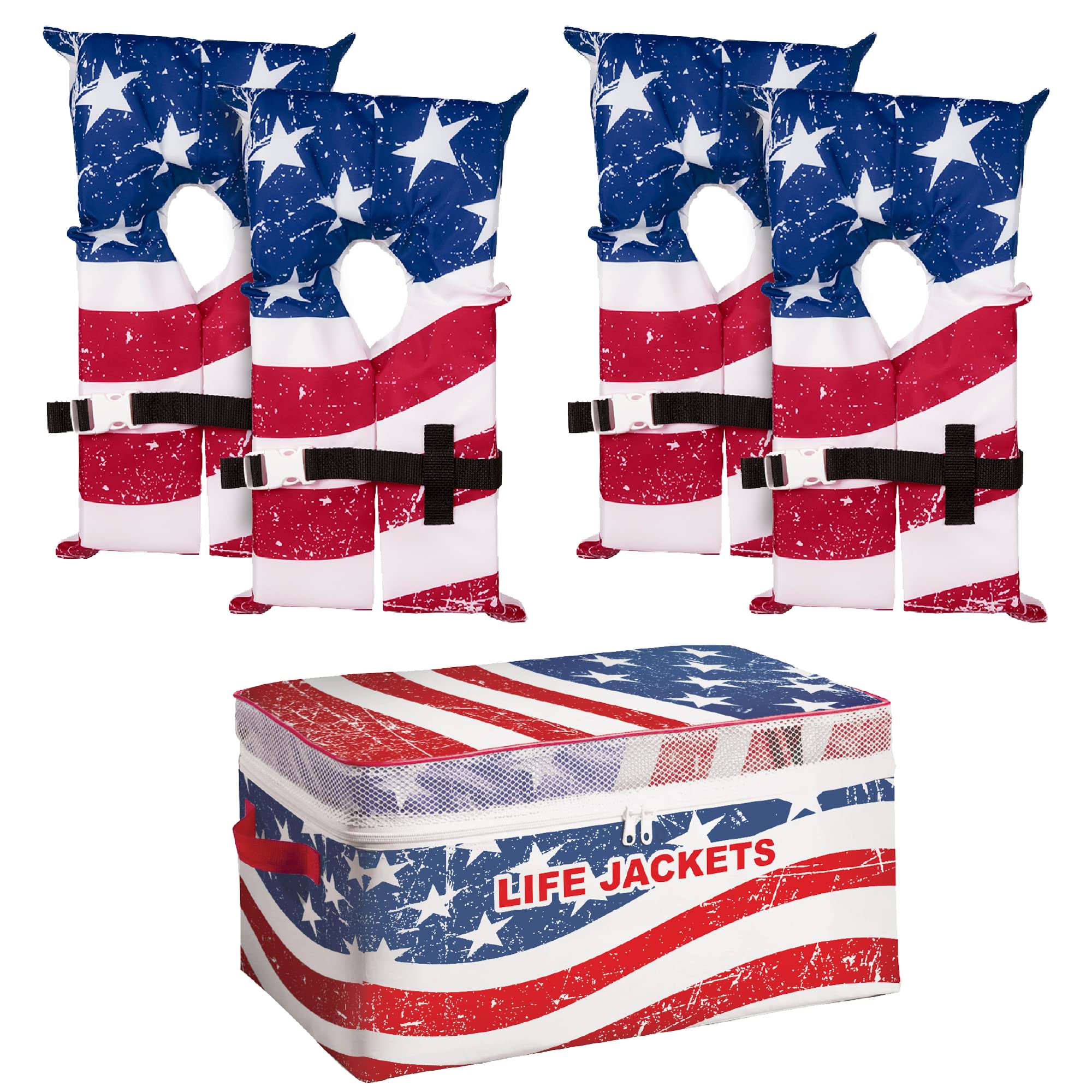 AIRHEAD Adult Type II Keyhole Life Jacket - 4 Pack (Multiple Colors) | USCG Approved PFD for Boating, Fishing & Water Sports | Perfect for Kayaking, Paddleboarding & Pool Safety