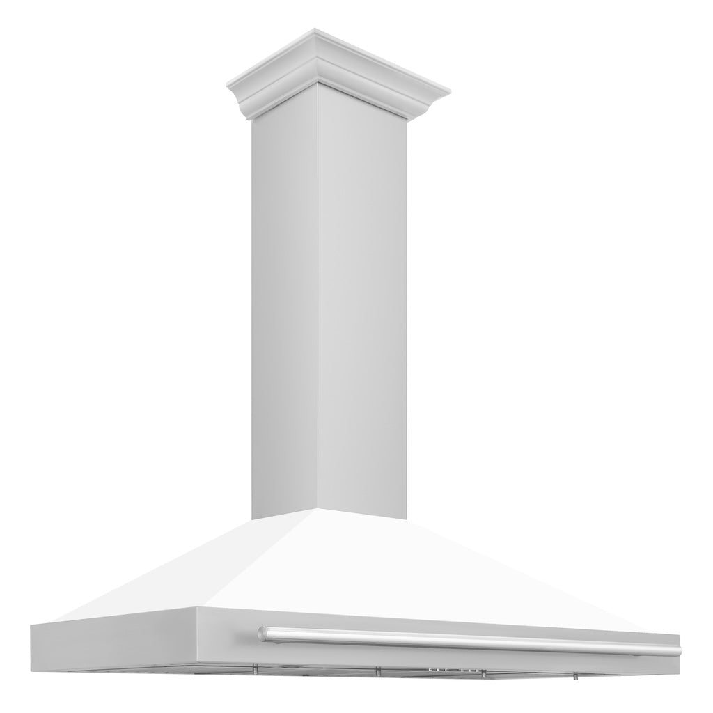ZLINE KB4STX WM Convertible Stainless Steel Range Hood - White Matte Shell with Stainless Steel Handle | Professional Kitchen Ventilation for Home Cooking & Baking
