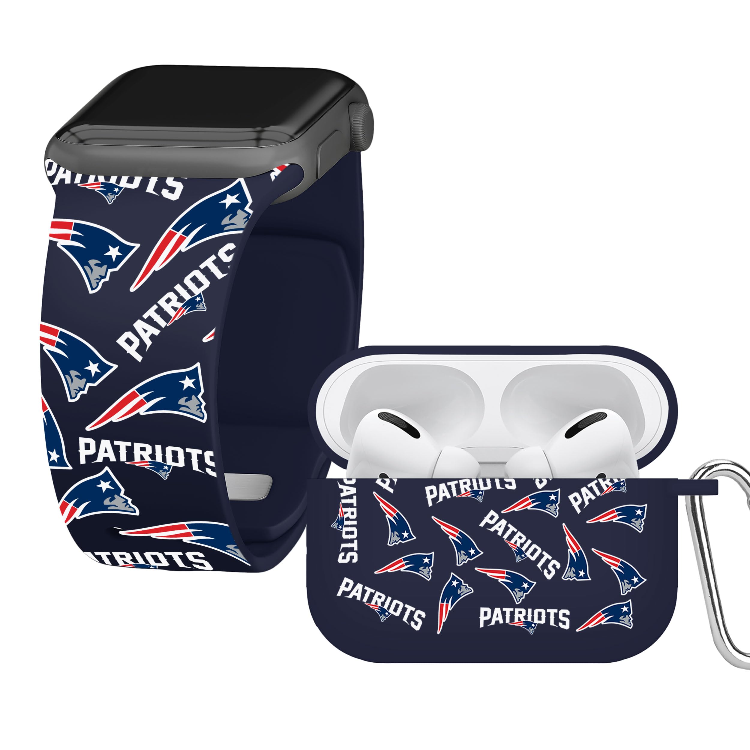 New England Patriots HD Combo Package for Apple Watch & AirPods Pro - Game Time Sports Accessories | Perfect for NFL Fans, Game Day & Patriots Supporters