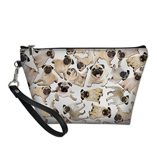 UNICEU Women's Travel Makeup Bag - Waterproof Cosmetic Organizer Pouch with Cute Pug Design for Toiletries, Pens & Stationery - Perfect for Vacation, Gym & Daily Use