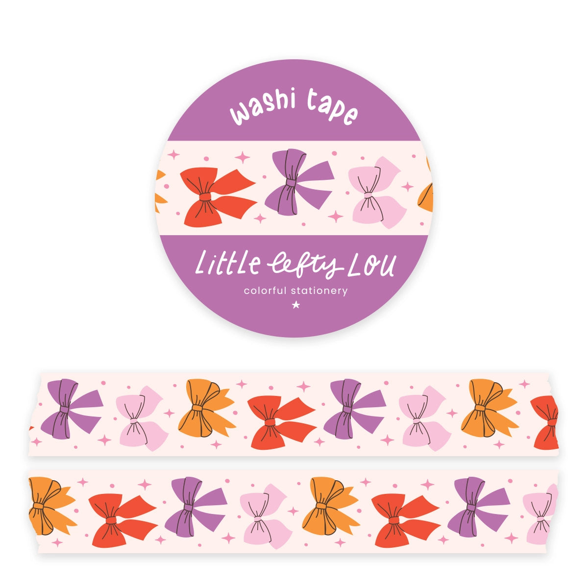 Decorative Bows Washi Tape - Colorful Japanese Paper Tape for Scrapbooking, Journaling, Gift Wrapping & DIY Crafts - Perfect for Bullet Journals, Planners & Home Decor