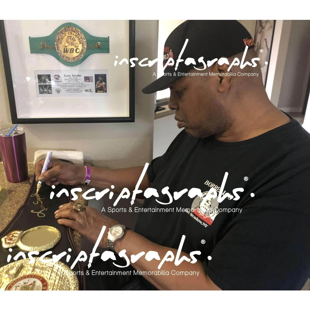 Michael & Leon Spinks Dual Signed WBA Championship Belt with COA - Authentic Boxing Memorabilia - Perfect for Collectors, Fans, and Sports Decor