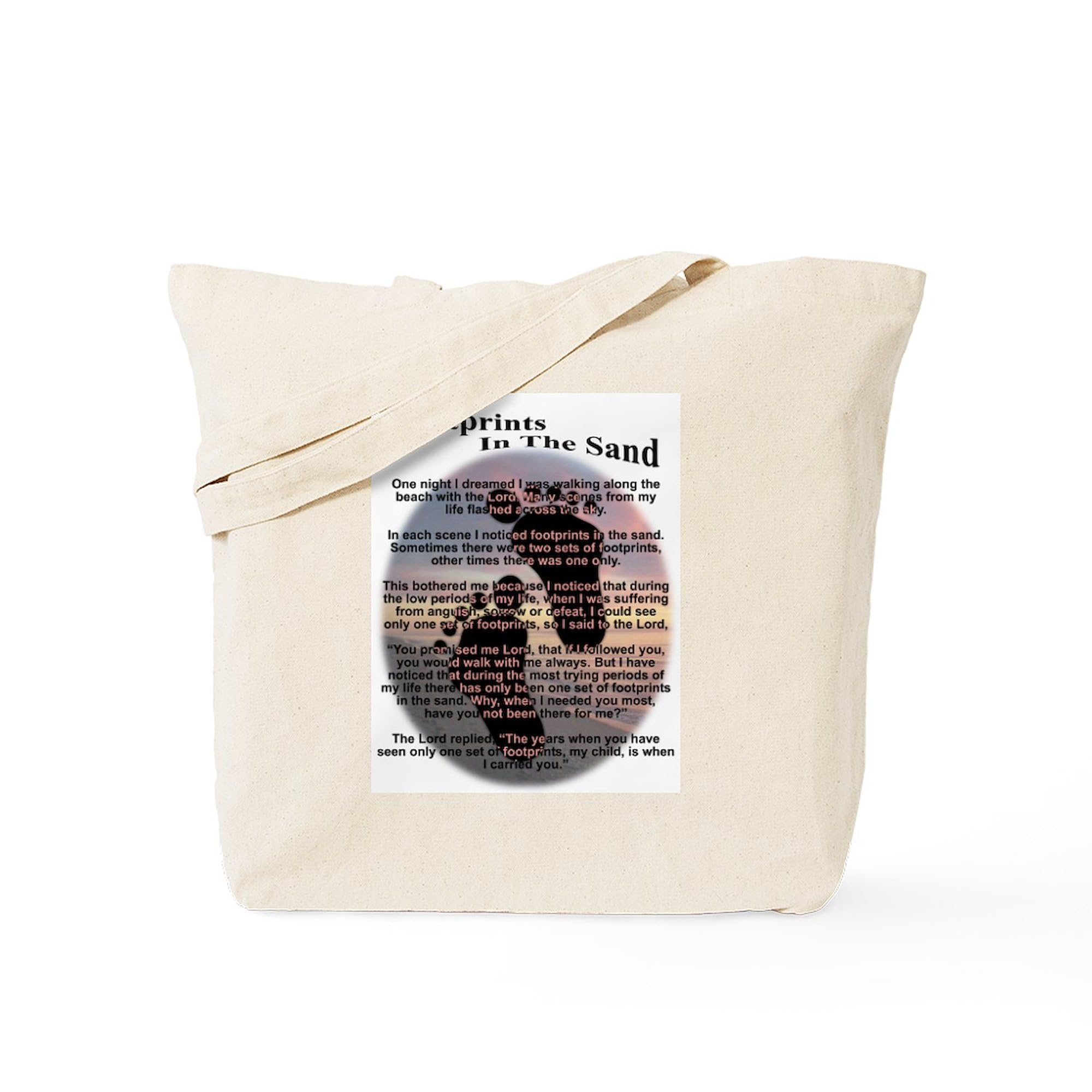 Footprints in The Sand Canvas Tote Bag - Eco-Friendly Reusable Shopping Bag for Beach, Grocery & Daily Use | Natural Cotton Carry All Tote