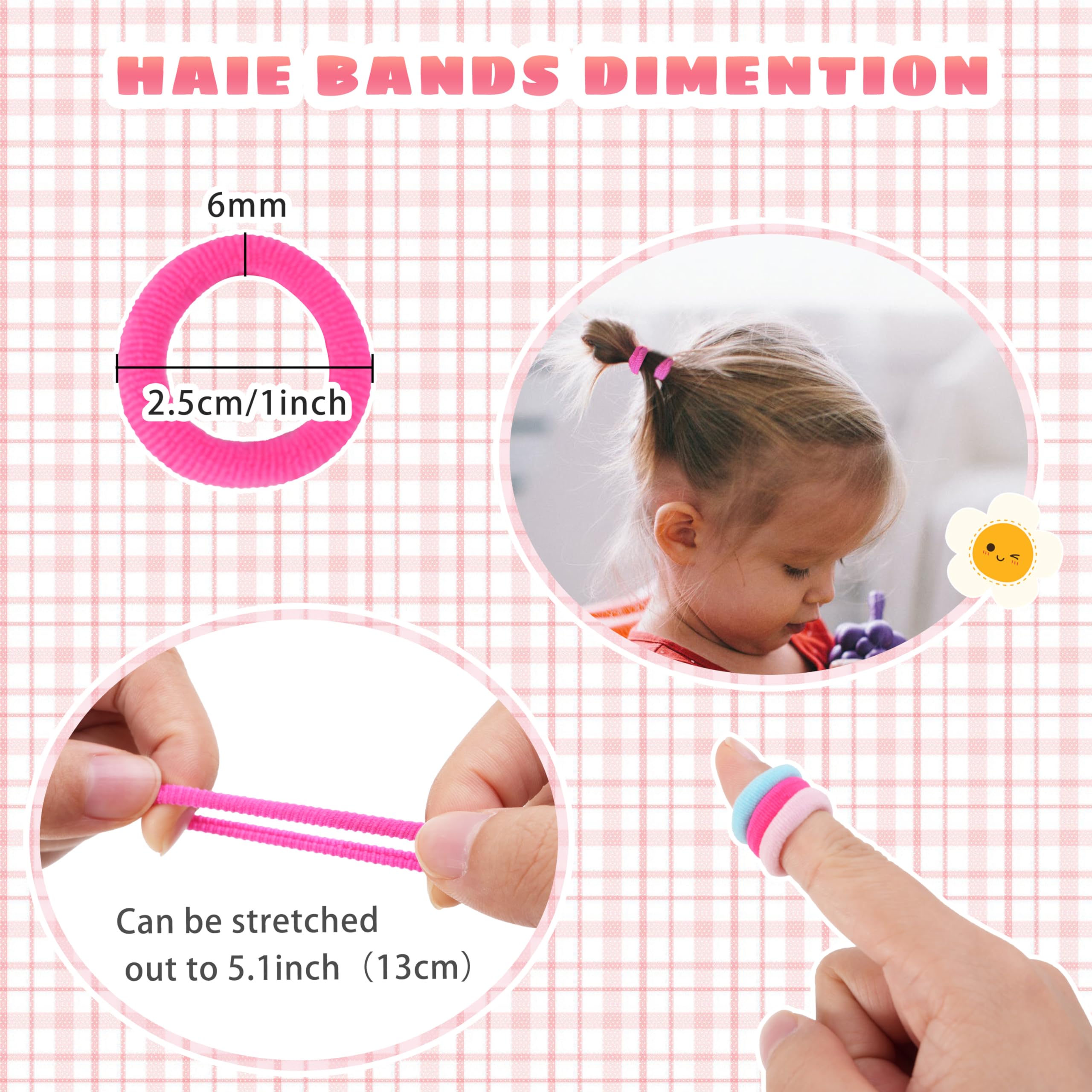 360 Pcs Baby Hair Ties - 24 Colors Soft Cotton Toddler Hair Bands with Organizer Box | 1 Inch Seamless Hair Elastics for Girls | Ponytail Holders & 5 Styling Tools | Perfect for School, Parties & Daily Hairstyles