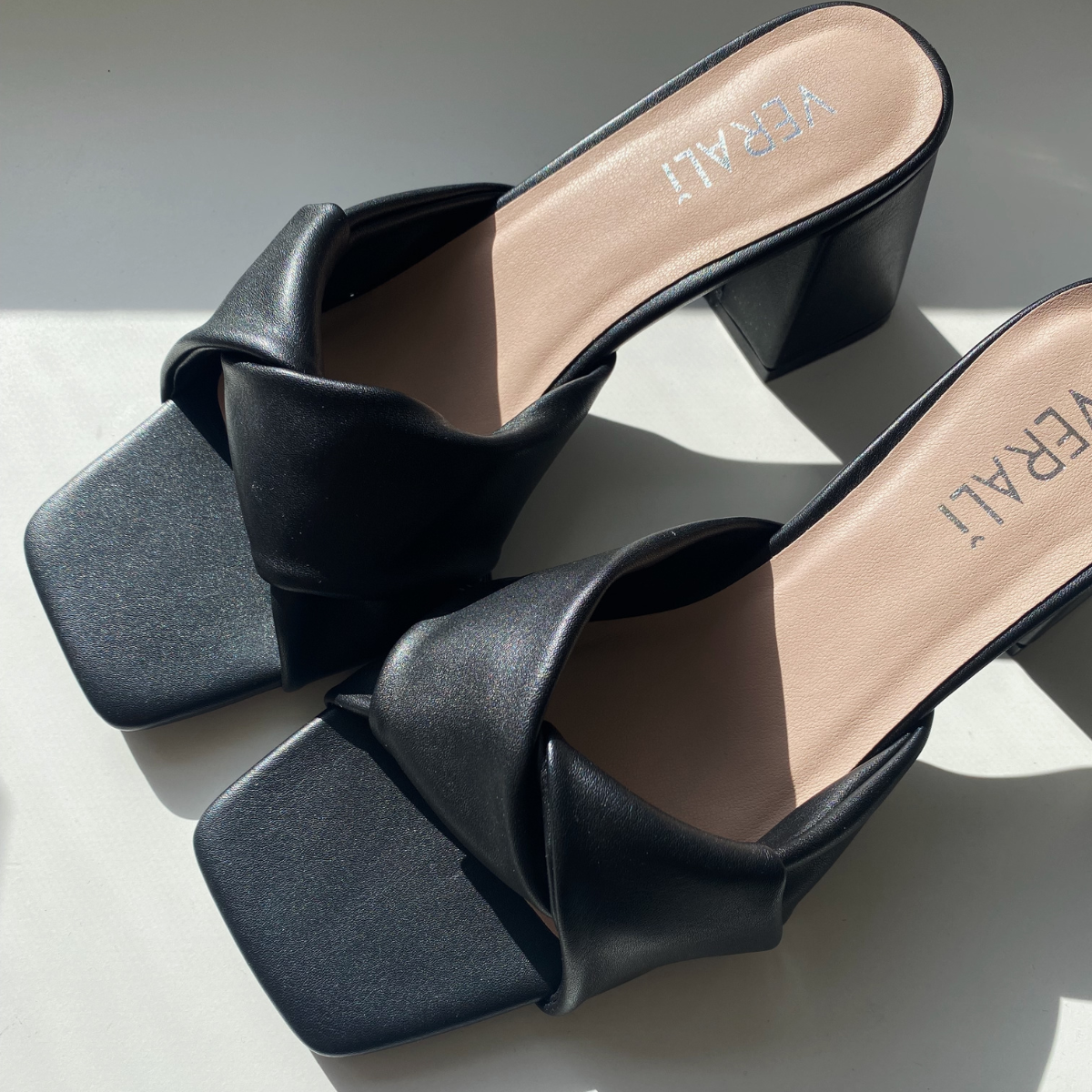 Stella Black Smooth Block Heel Mules - Comfortable Slip-On Shoes for Women | Perfect for Office, Parties & Casual Outings