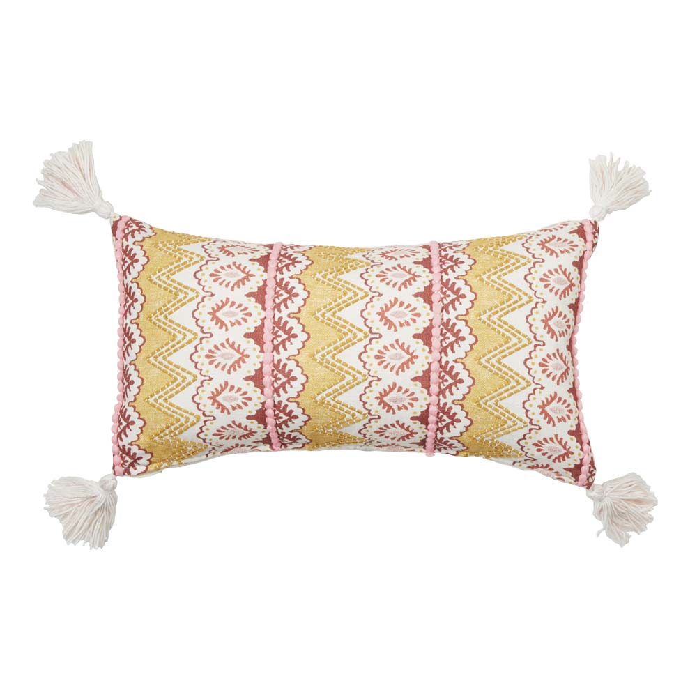 Chelsea Ochre Multi Long Filled Cushion - Soft Decorative Throw Pillow for Sofa, Bed & Home Decor - Perfect for Living Room, Bedroom & Nursery