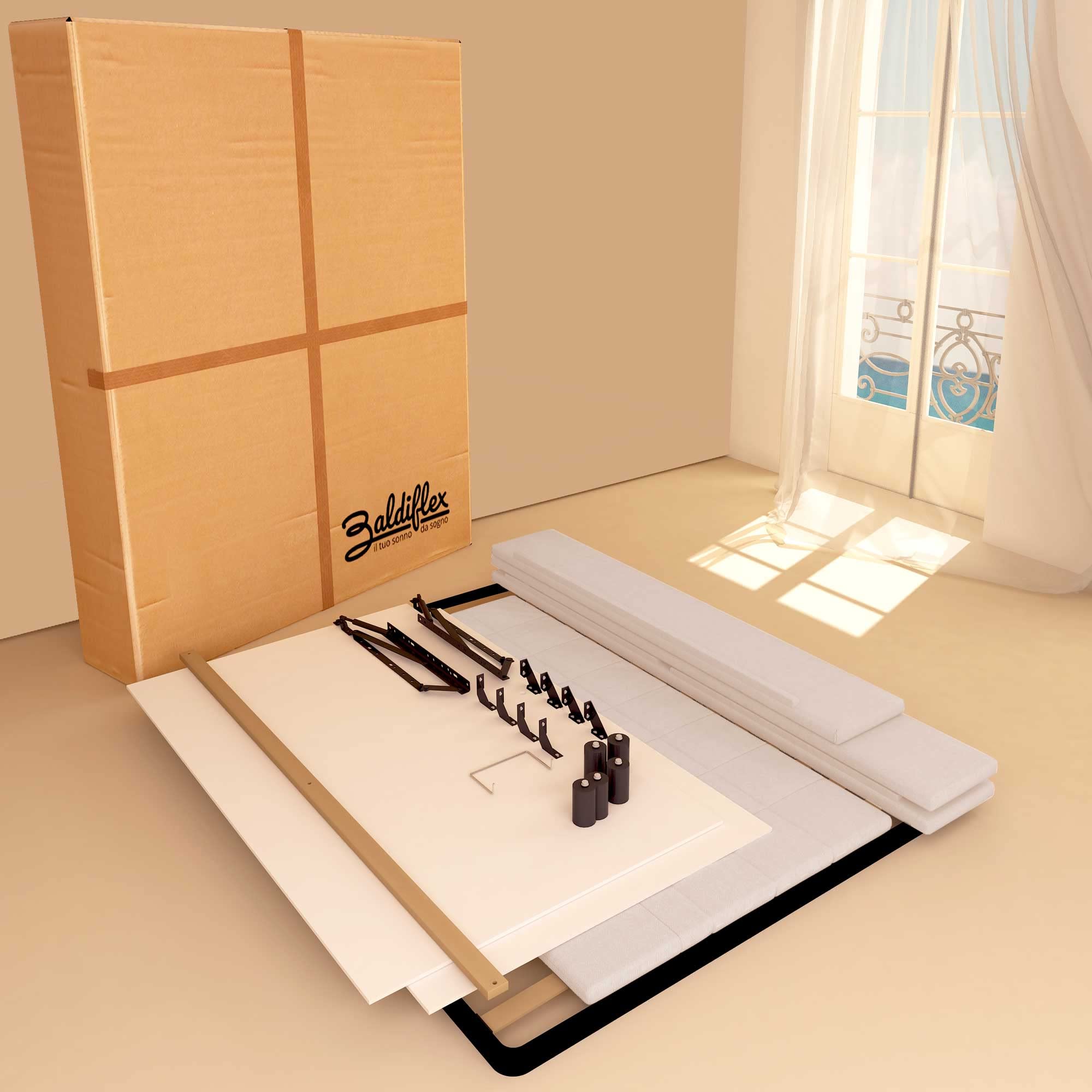 Baldiflex Single Bed with Storage, Dublin Fabric Model, Slatted Base for Single Mattresses, 80 x 190 cm, Elegant Headboard, Light Gray - Perfect for Small Bedrooms, Guest Rooms & Studio Apartments