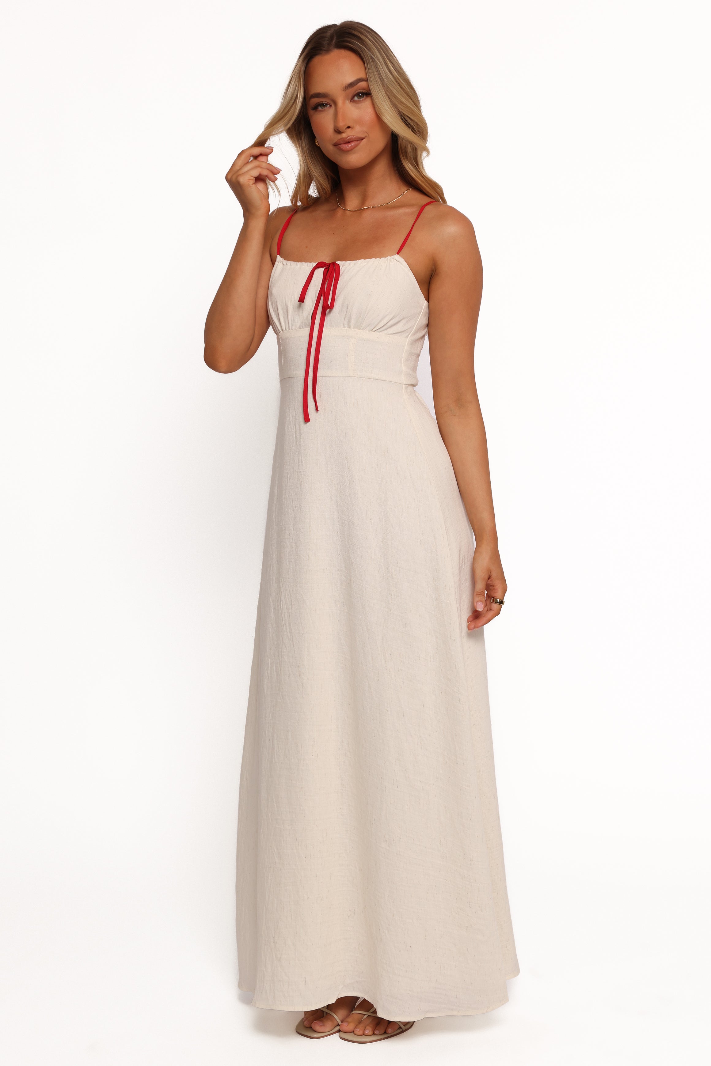 Gracie Midi Dress in Oatmeal - Elegant Casual Summer Dress for Women | Perfect for Beach, Brunch & Date Nights
