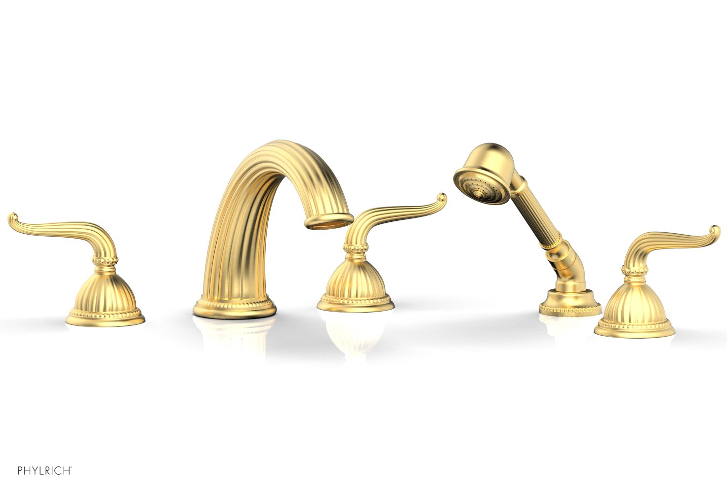 GEORGIAN & BARCELONA Deck Mounted Bathtub Faucet Set with Hand Shower and Lever Handles K2141P1 - Perfect for Modern Bathroom Renovations and Spa-Like Shower Experiences