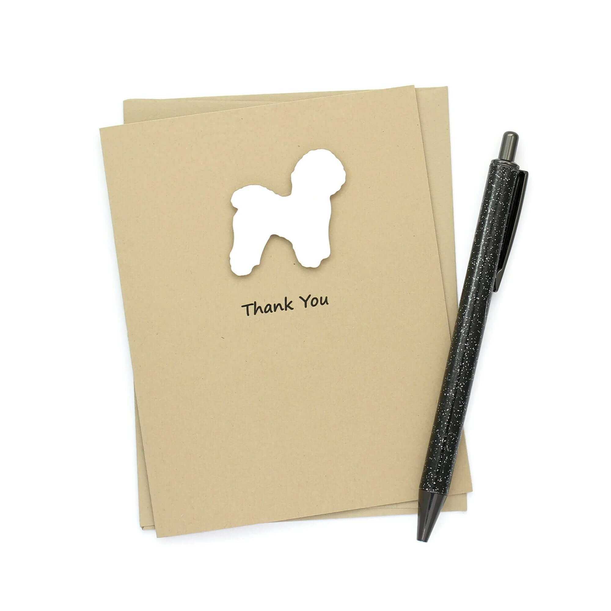 Handmade Bichon Frise Thank You Card - Blank Inside White Dog Greeting Card for Dog Lovers | Perfect for Birthdays, Thank You Notes & Pet Appreciation Gifts