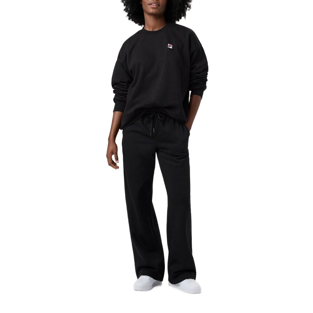 Fila Unisex Classic Relaxed Sweatshirt - Soft Cotton Pullover Hoodie for Men & Women (Black) - Casual Wear, Gym, Lounge & Street Style Fashion