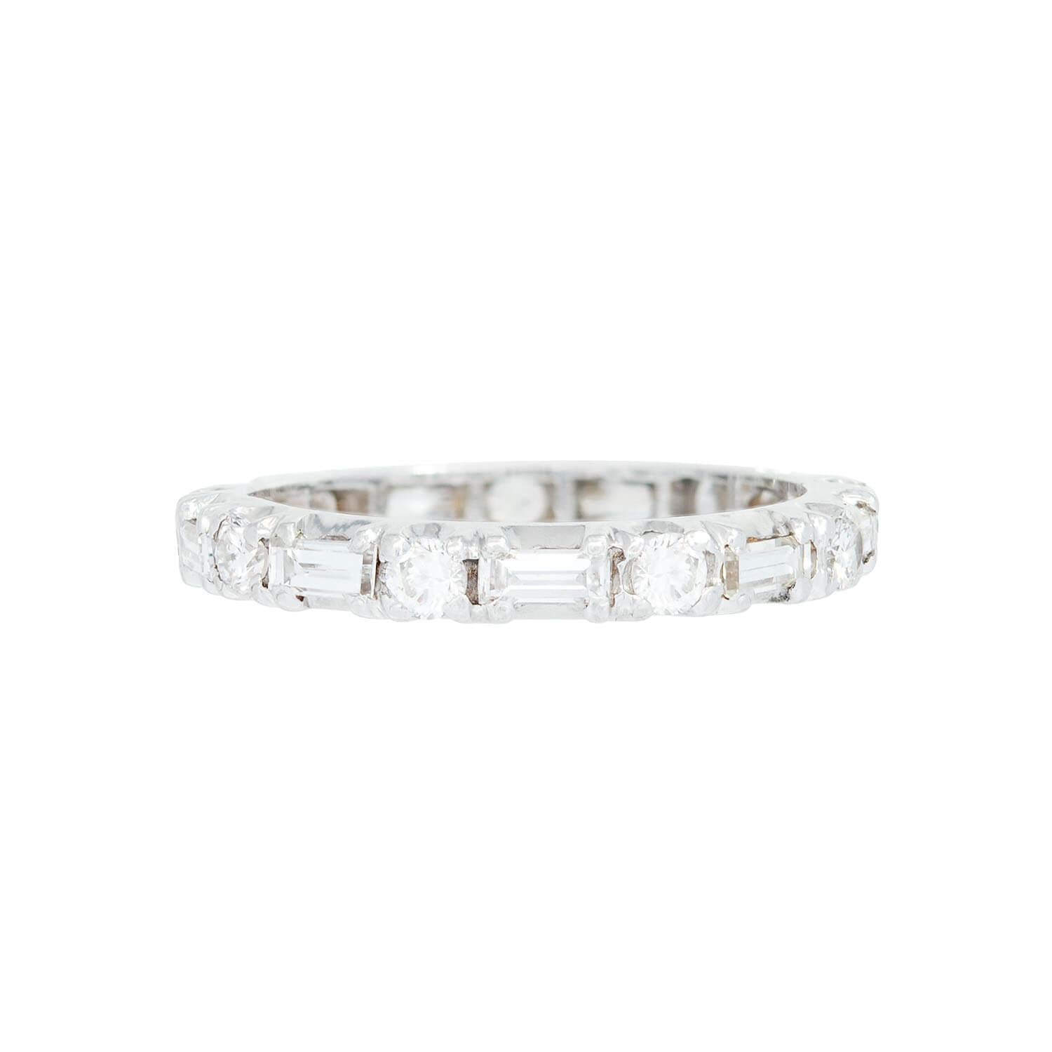 Platinum Mixed Cut Diamond Eternity Band for Women - Wedding, Anniversary & Special Occasion Jewelry Gift
