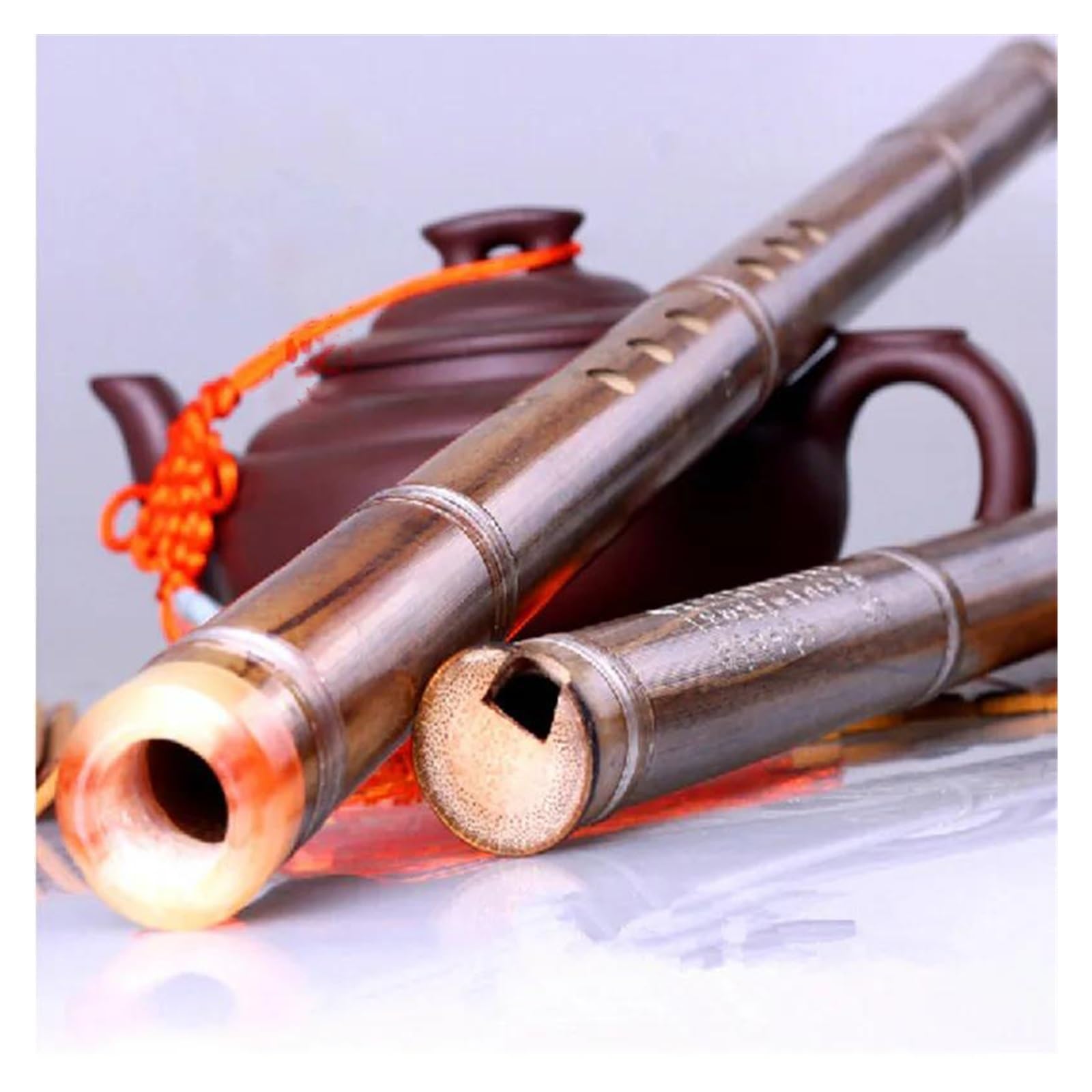 Handmade 8-Hole G Key Bamboo Flute - 55cm Short Vertical Flute for Beginners, Meditation & Traditional Music Performance