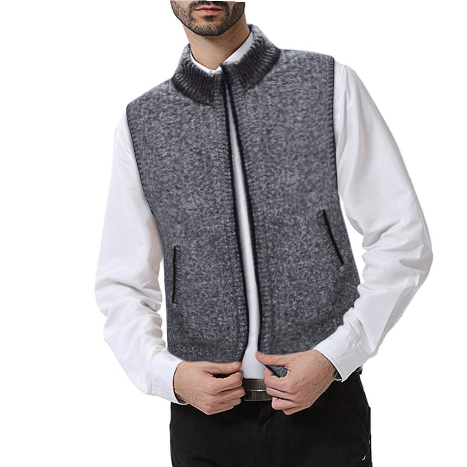 Men's Fleece Cardigan Vest - Warm Winter & Autumn Jacket for Men - Cozy Layering for Outdoor Activities & Casual Wear