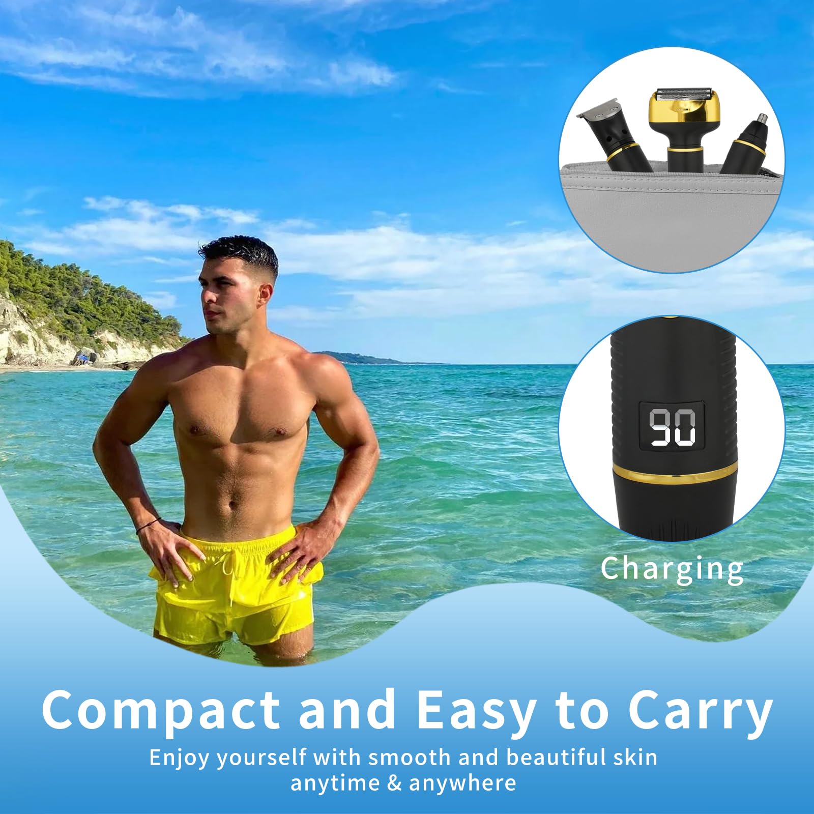 Premium 3-in-1 Electric Razor for Men & Women - Cordless Rechargeable Foil Shaver with LED Display, Painless Hair Removal for Face, Nose & Ears - Waterproof Wet/Dry Use - Ideal for Travel, Gym & Daily Grooming (Black)