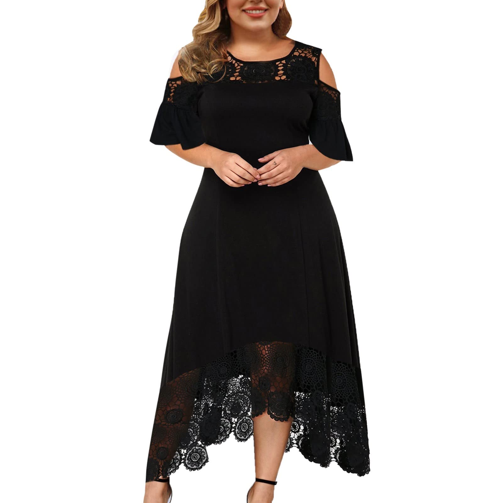 Vintage 50s Floral Lace Cocktail Dress for Women - Plus Size Formal Bridesmaid Dress with Fit Flare Skirt - Perfect for Weddings, Parties & Retro Events