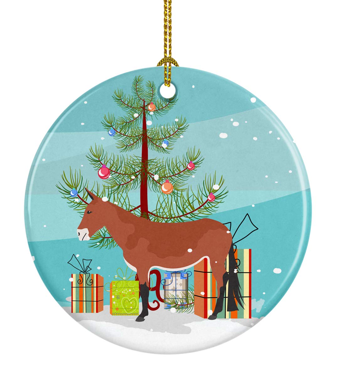 Caroline's Treasures 3 Inch Mule Christmas Ceramic Ornament - Festive Holiday Decor for Tree, Gift & Home Decoration