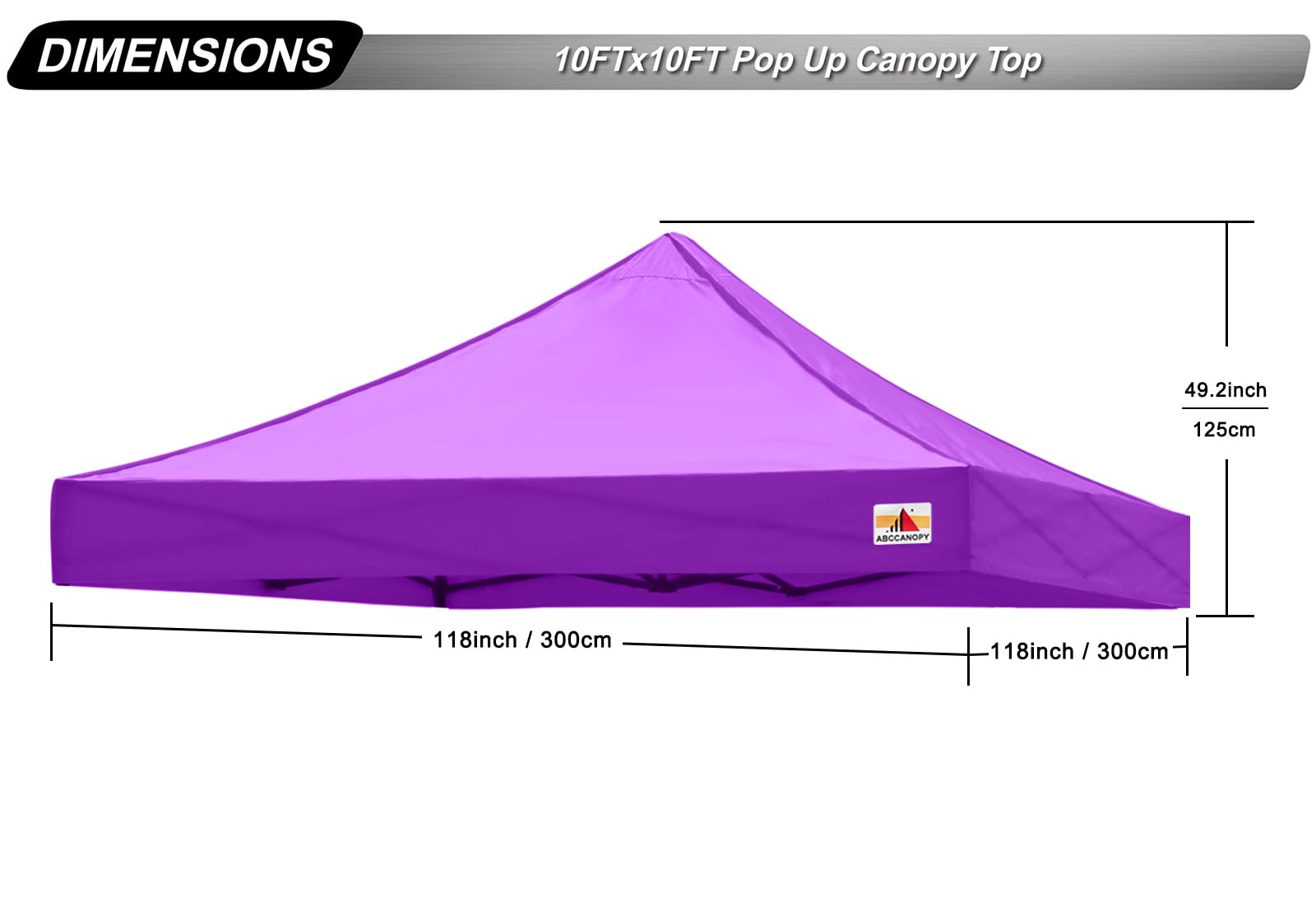 ABCCANOPY 10x10 Purple Replacement Canopy Top for Pop Up Tent - Durable Outdoor Shade Cover for Parties, Camping, Beach & Backyard Events