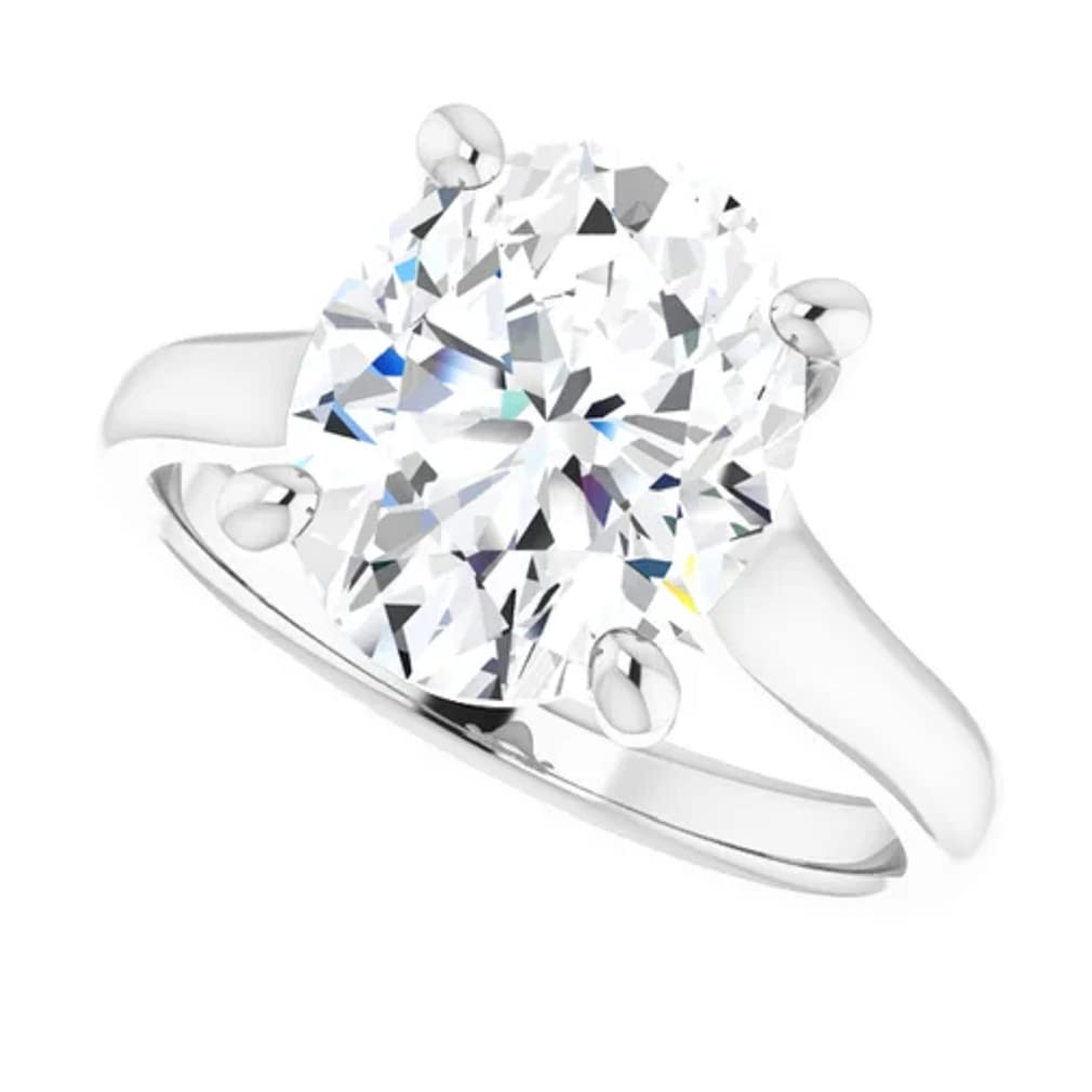 10K Solid White Gold Handmade Oval Cut Moissanite Engagement Ring - 2.0 CT Solitaire Wedding Band for Women | Bridal Proposal Jewelry Gift for Anniversary & Special Occasions