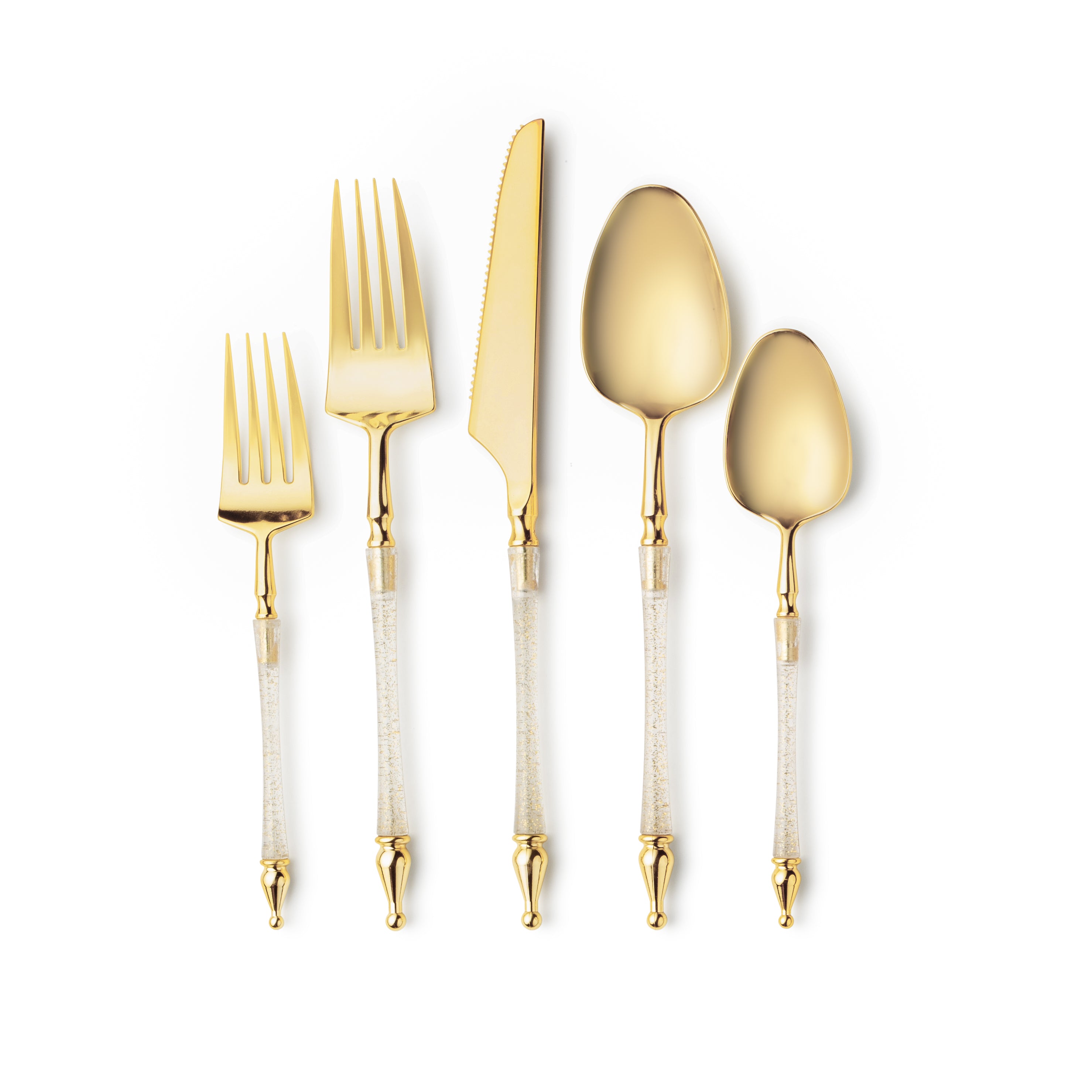 Elegant Gold & Gold Glitter Flatware Set - 40-Piece (8 Settings) - Perfect for Dinner Parties, Weddings & Formal Dining