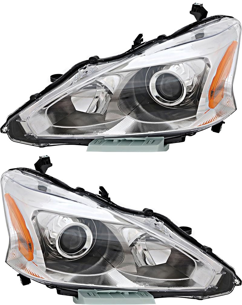 2013-2015 Nissan Altima Halogen Headlight Assembly Set - Driver & Passenger Side Replacement Lamps for Improved Night Visibility | Perfect for Daily Commuting & Road Trips