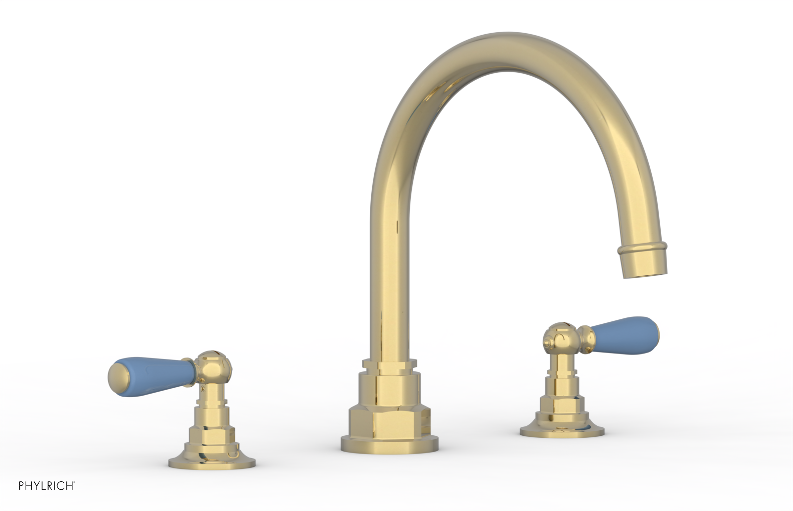 Jamestown Deck Tub Set with Lever Handles - Light Blue Accented Bathroom Sink for Modern Homes (165-41) | Perfect for Guest Bathrooms, Powder Rooms & Coastal Style Decor