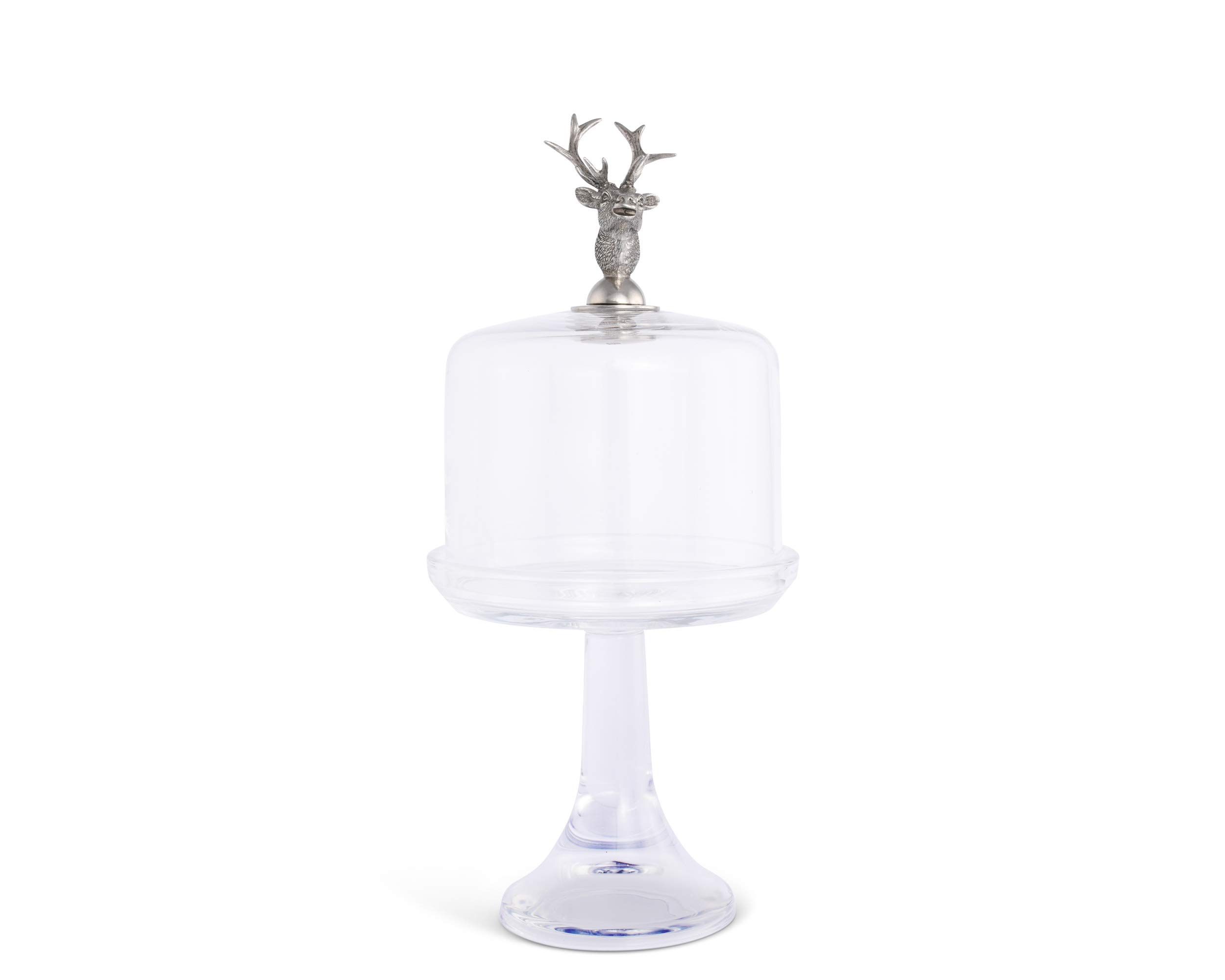 Hand-Blown Glass Cheese Dome with Pewter Elk Knob - 6