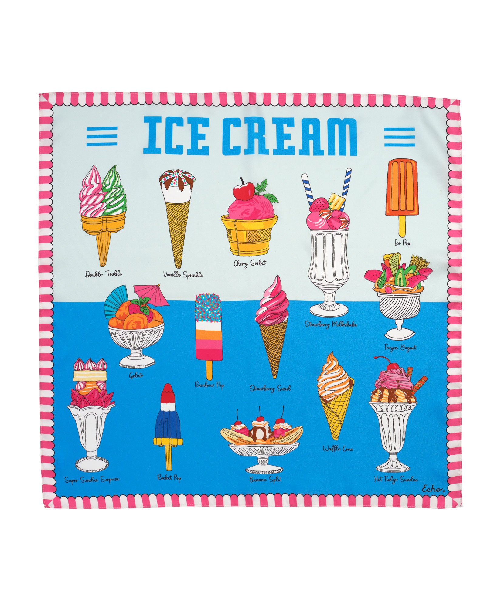 Premium Ice Cream Silk Bandana - Soft & Stylish Fashion Scarf for Women & Men - Perfect for Summer Outfits, Beach Trips & Outdoor Adventures