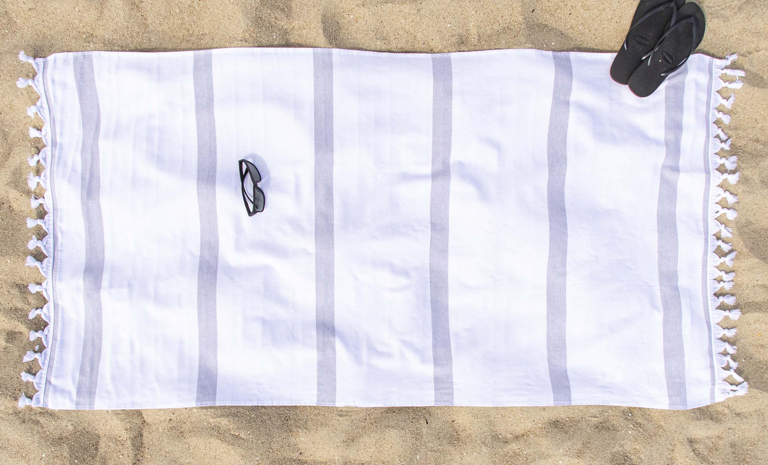 Premium Tropical Cabana Stripe Fouta Beach Towel Set - 2 Piece Quick Dry Bath Towels with Decorative Tassels | Perfect for Pool, Beach, Vacation & Spa Days