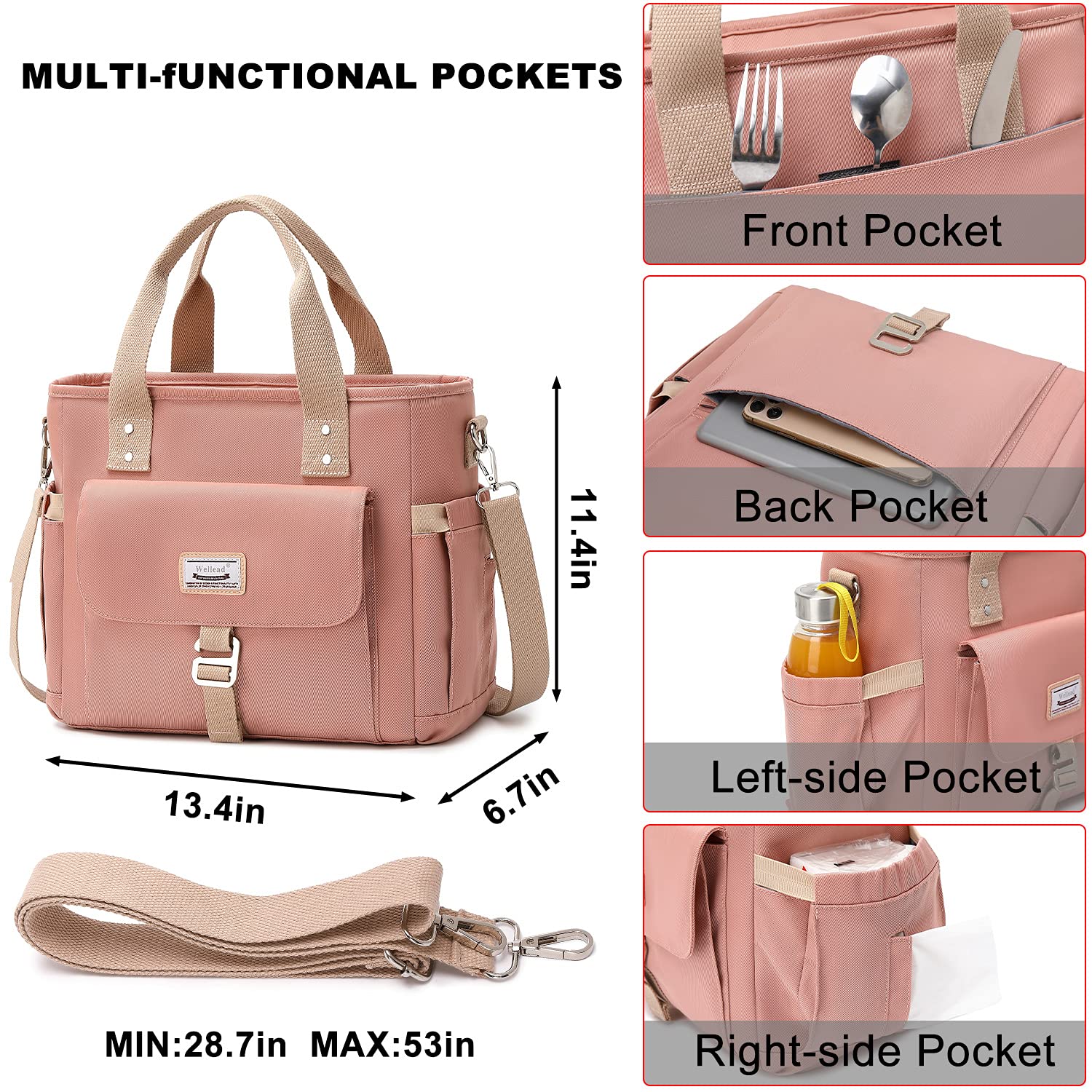 Weitars Insulated Lunch Bag for Women - Extra Large Lunch Tote Box for Work, Office & School | Leakproof & Thermal Food Container for Meal Prep, Picnics & Daily Commute