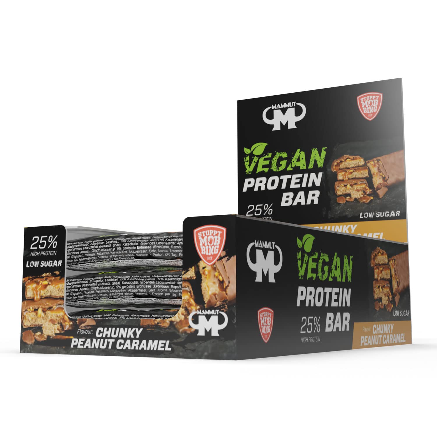 Mammut Nutrition Vegan Protein Bar – 12 Pack (45g Each) – 11g Plant-Based Protein Per Bar – Low Sugar, High Fiber – Fava Bean & Soy Protein – Ideal for Gym, Hiking & Healthy Snacking