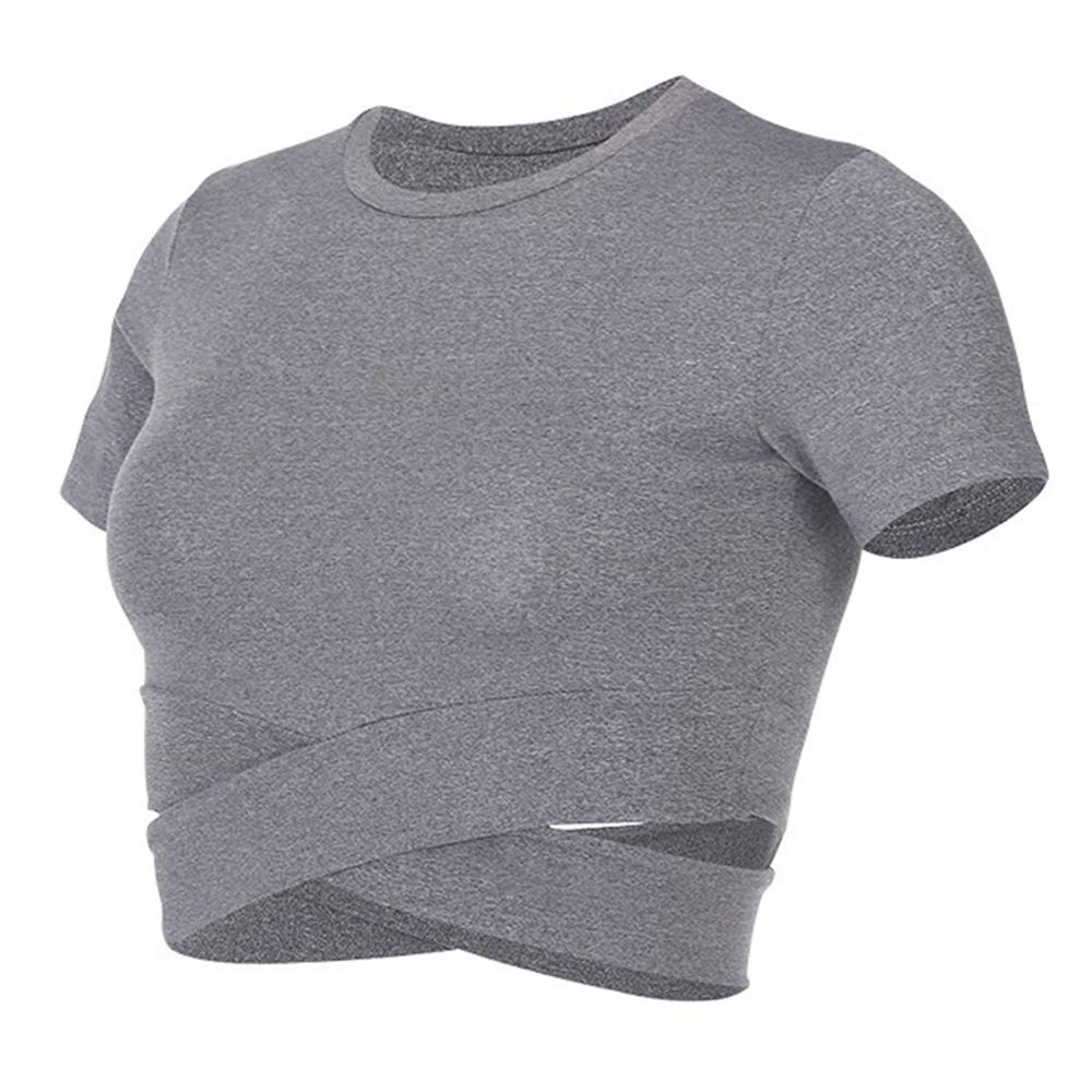 Gihuo Women's Quick Dry Short Sleeve Athletic Workout Yoga Gym Crop Top - Breathable Sports Shirt for Running, Fitness & Yoga - Perfect for Gym, Outdoor Activities & Summer Workouts