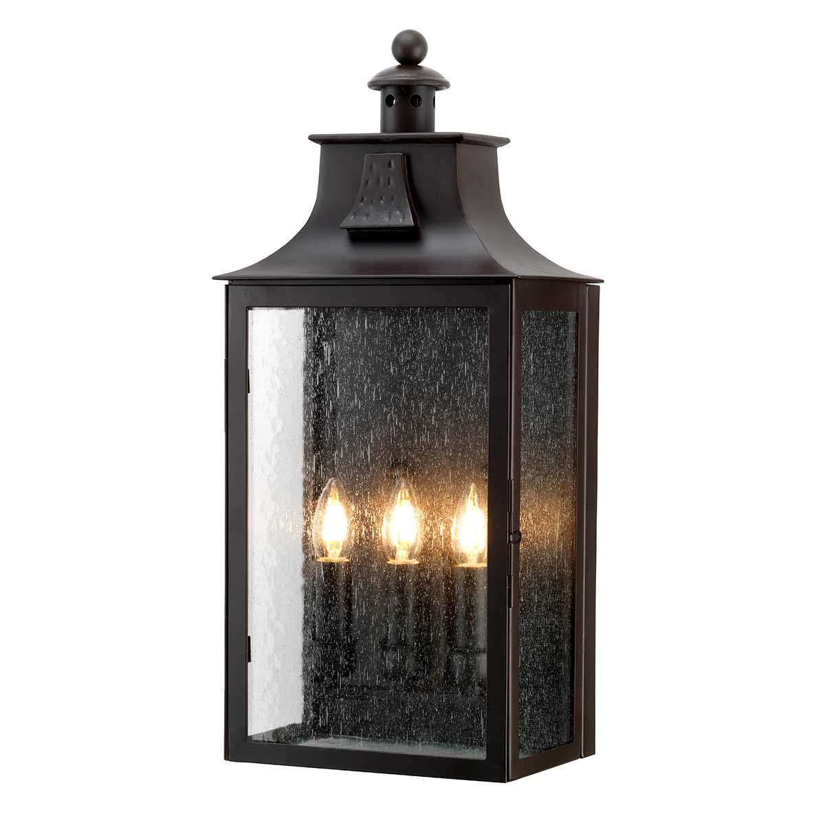 Balmoral 3-Light Wall Lantern in Antique Bronze Finish - Outdoor Porch Lighting for Patio, Garden, and Entryway