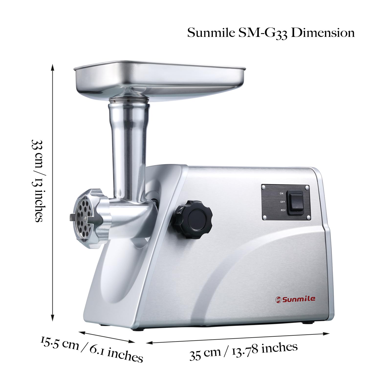 Sunmile SM-G33 1HP 800W Electric Meat Grinder - ETL Certified Stainless Steel Meat Mincer & Sausage Stuffer with Stainless Steel Blades & Plates - Perfect for Home Kitchen, Butcher Shop & Commercial Use