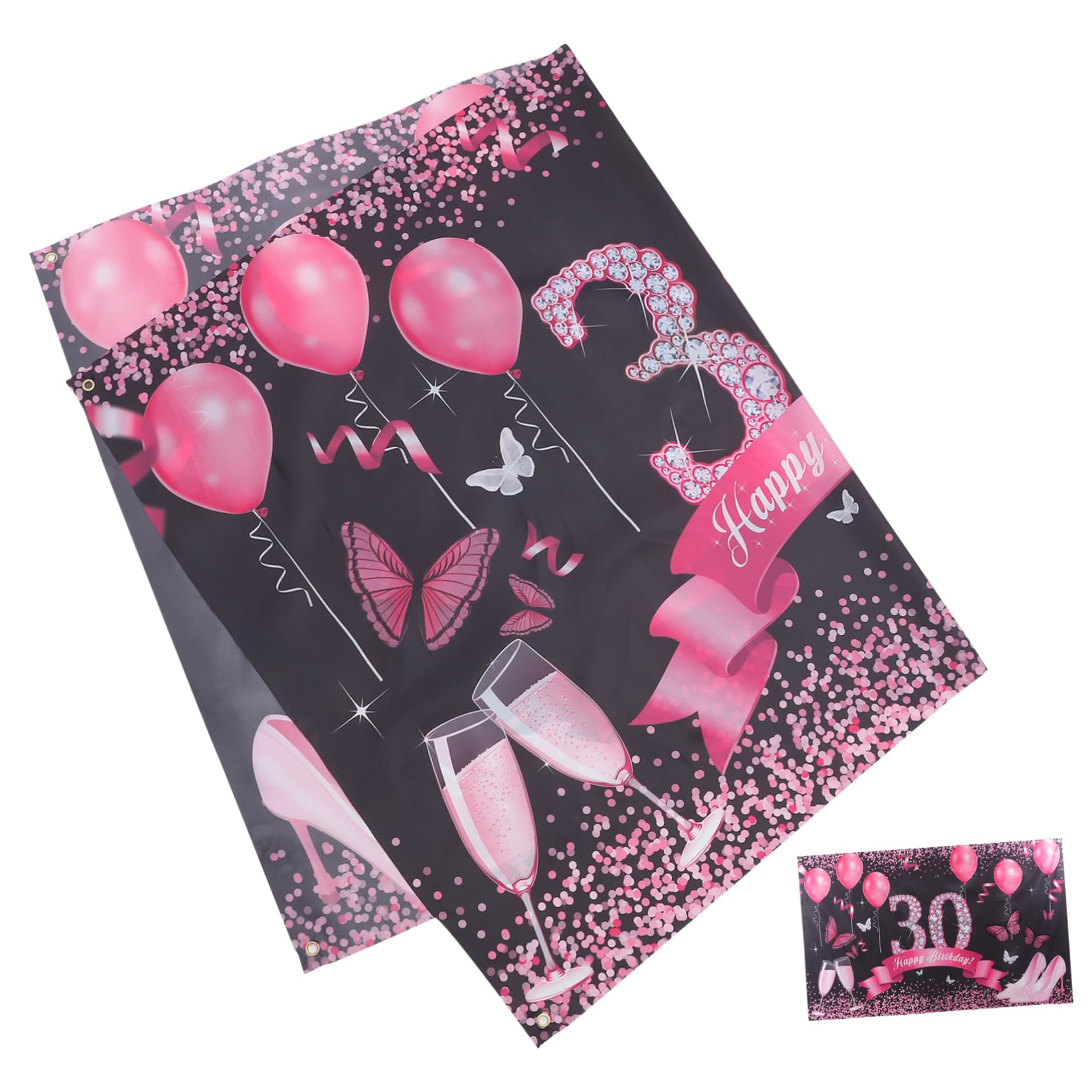 Holibanna Pink Happy Birthday Banner - Premium Birthday Party Decorations, Backdrop & Marketing Supplies for Birthdays, Anniversaries & Special Events