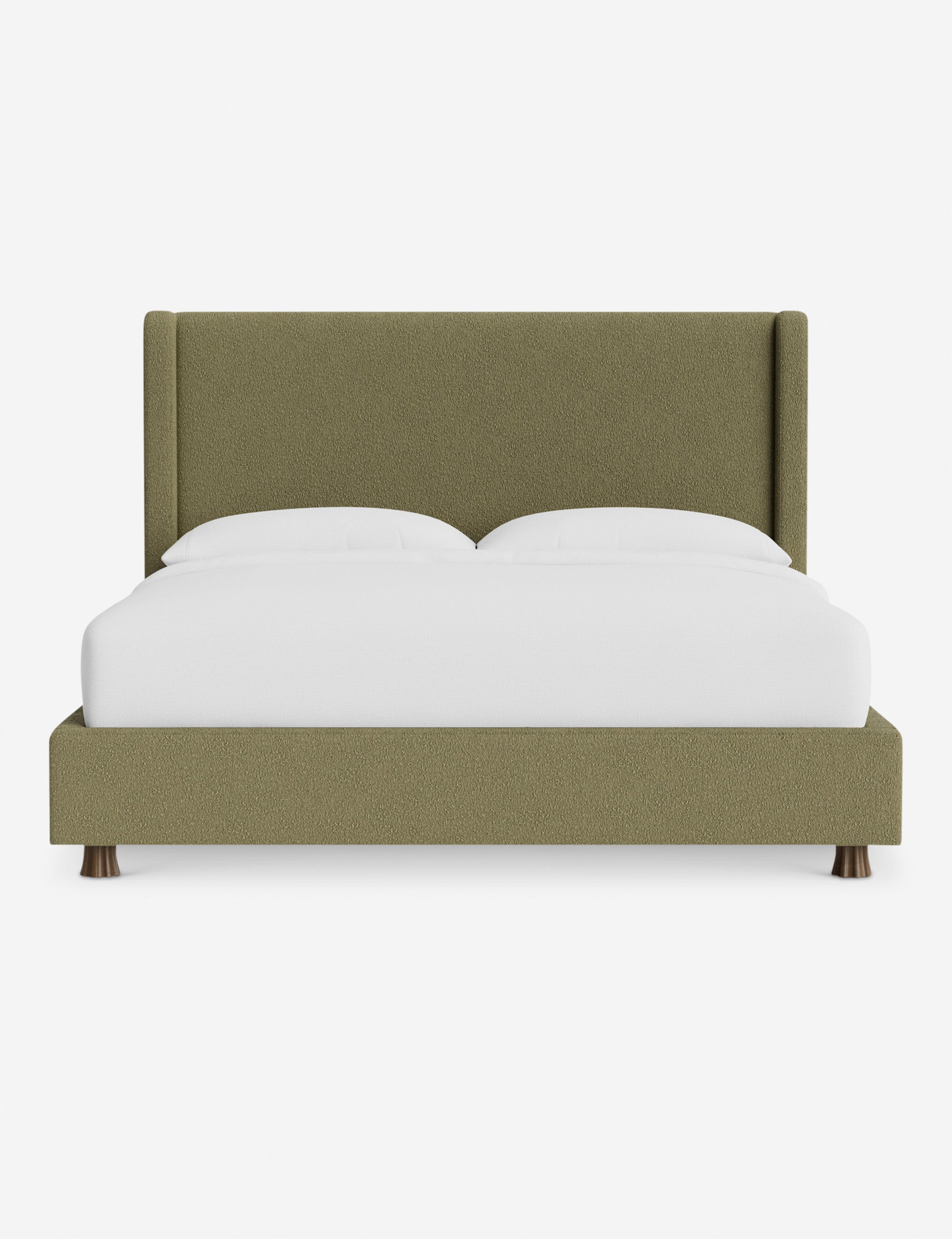 DOMINIQUE Platform Bed Frame by DISC Interiors - Modern Minimalist Wooden Bed with Upholstered Headboard | Perfect for Master Bedroom, Guest Room & Loft Apartments