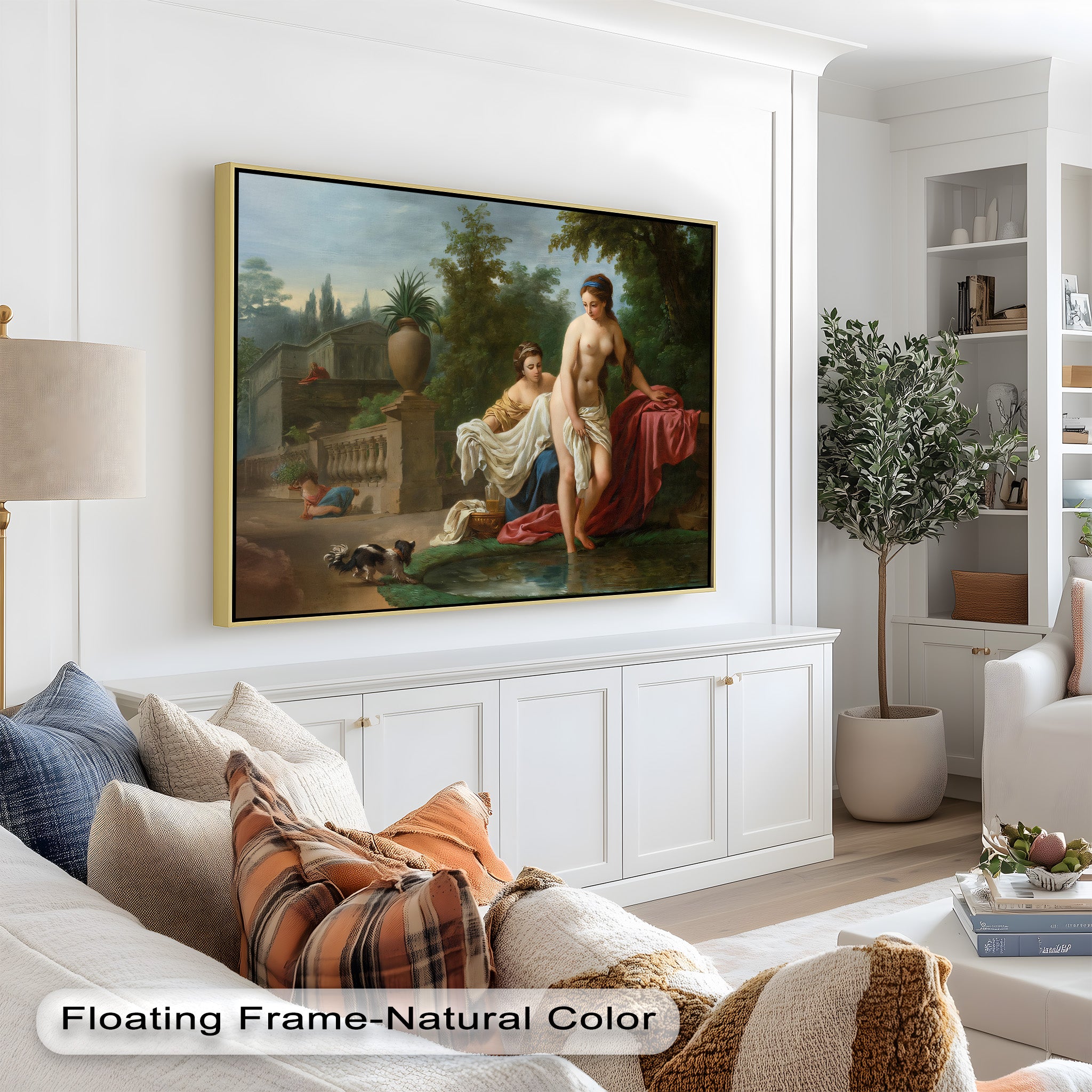Neoclassical Elegance Oil Painting - Garden Bathing Scene Artwork for Home Decor & Living Room Wall Art
