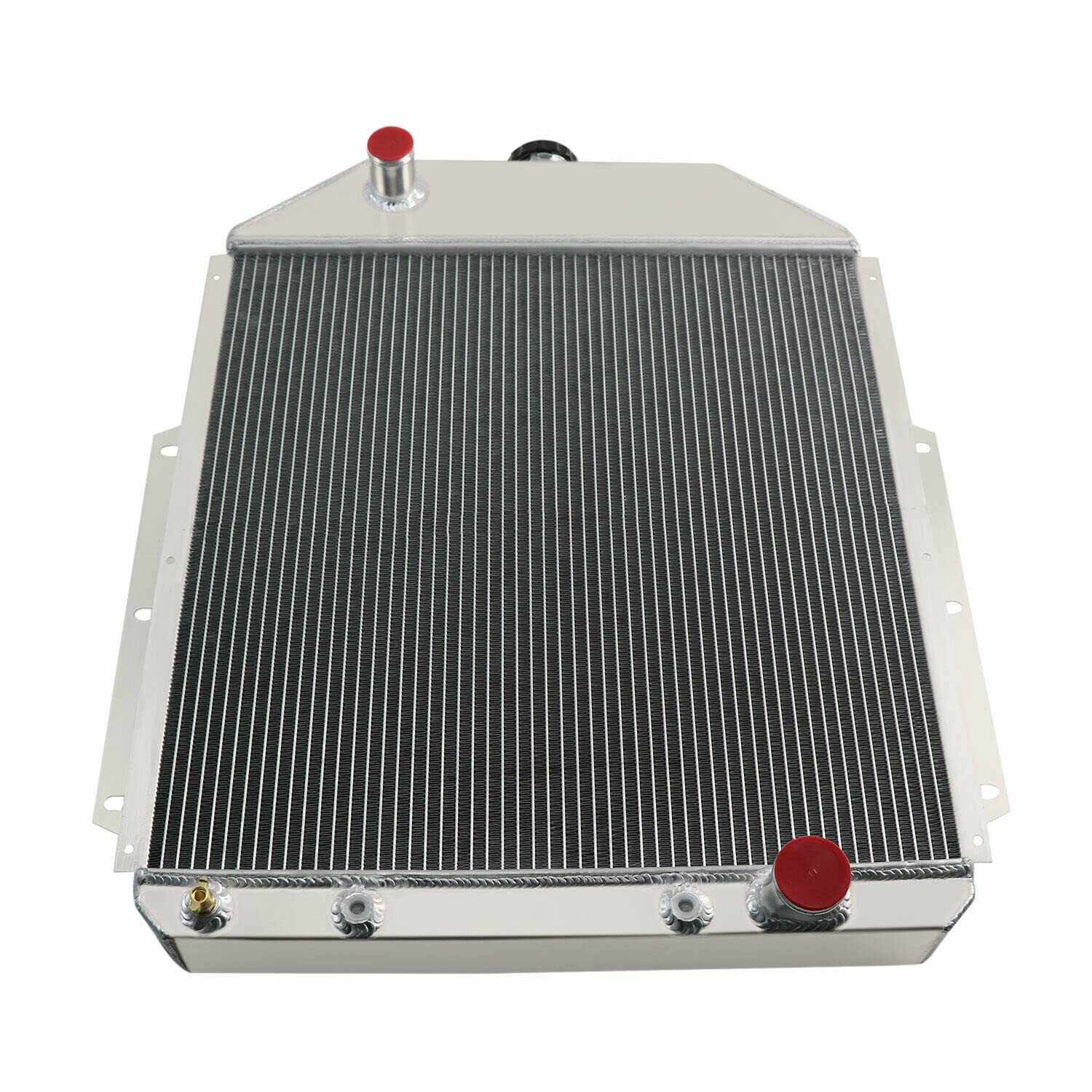 All Aluminum Radiator Cooler for Ford F1 F2 F3 Pickup Truck 1942-1952 & Chevy V8 Engine - 4 Row Radiator with Shroud Fan Relay Kits - Heavy Duty Cooling Solution for Classic Truck Restoration & Hot Rod Performance