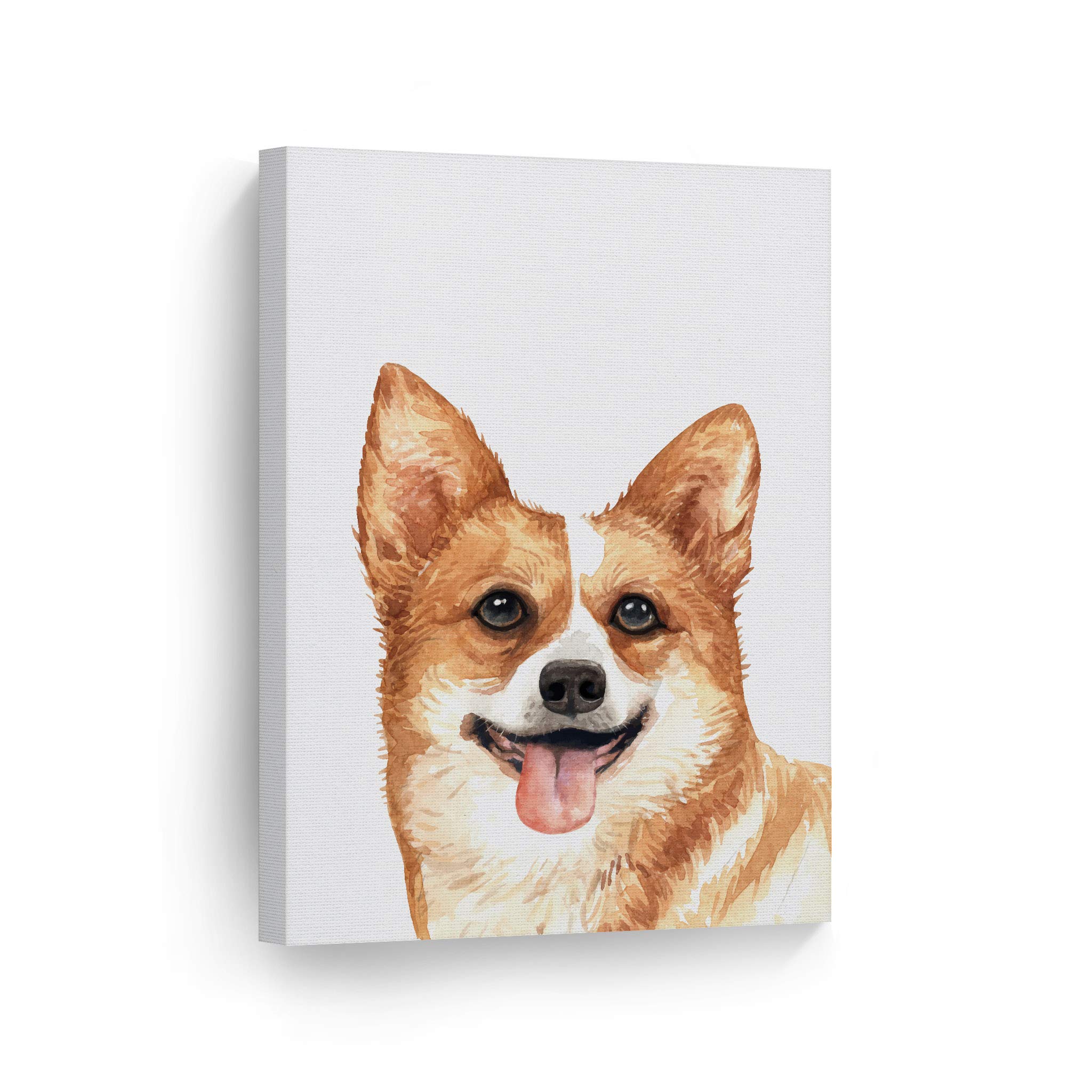 Welsh Corgi Dog Watercolor Painting - Woodland Animal Wall Art Canvas Print (40x30 Inches Rolled) - Perfect Gift for Pet Owners, Dog Lovers, Mom & Dad - Ideal for Bedroom, Kids Room & Nursery Decor