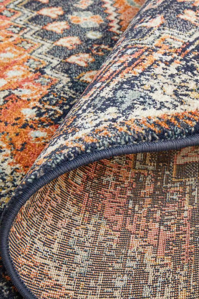 Talora Navy Tribal Round Rug – Handmade Boho Area Rug for Living Room, Bedroom, or Nursery – Perfect for Home Decor and Cozy Spaces
