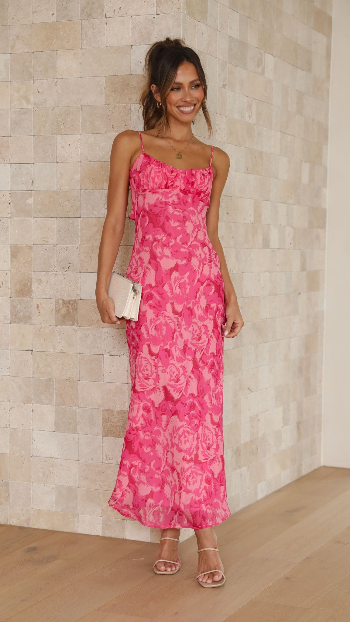 Margie Midi Dress - Floral Print Pink Summer Dress for Women | Casual & Party Wear | Perfect for Beach, Wedding & Date Night